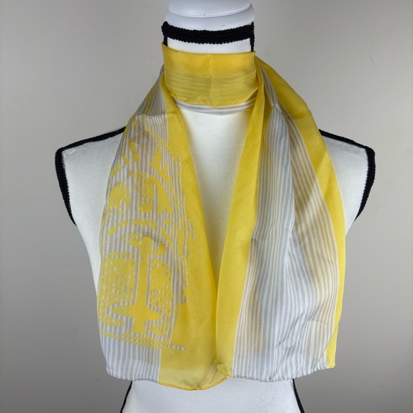 Vintage Vera Scarf yellow and gray design - Picture 3 of 4